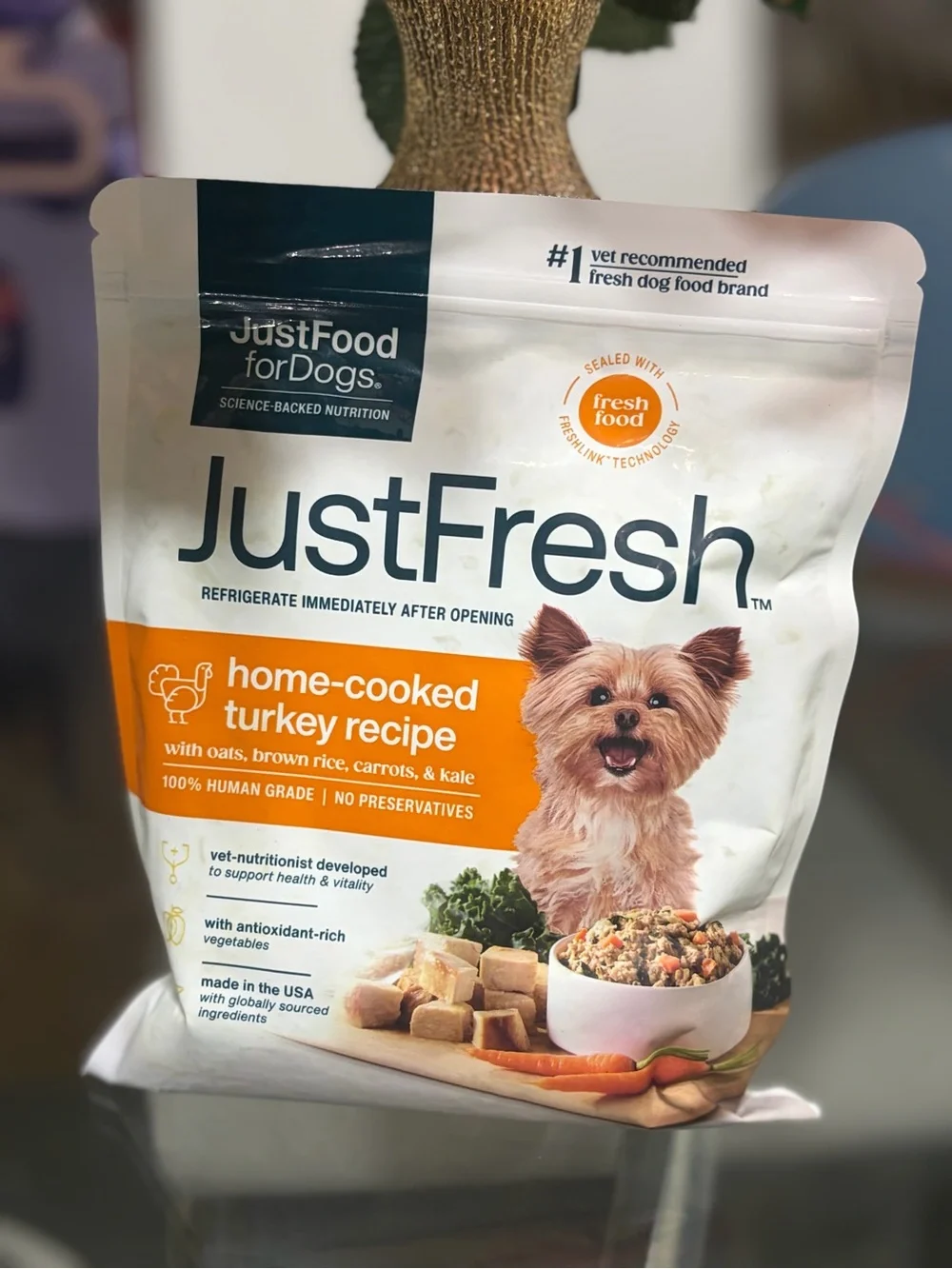 fresh JustFresh Home-Cooked Turkey Recipe Dog Food - White & Orange